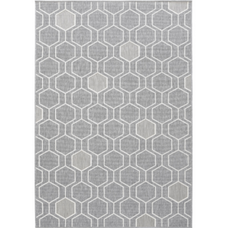 Carpete In & Out Broadway Cinzento Desenho Geometrico com Hexagonos 140x200